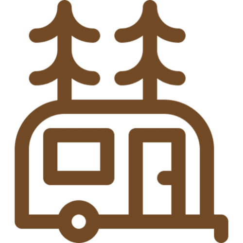 Brown camping trailer symbol