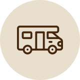 Simple motorhome illustration in circle