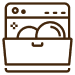 Outline of a dishwasher with dishes
