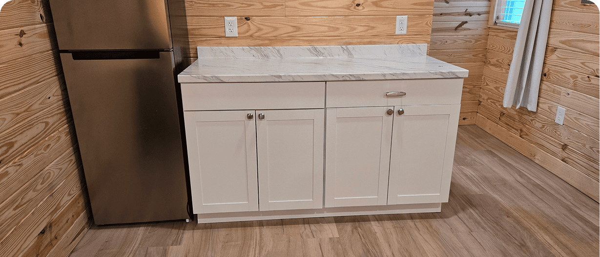 Modern kitchen design with wood accents