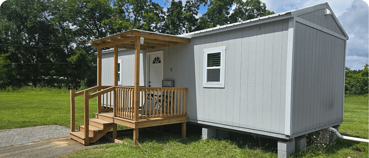 Compact house with front steps